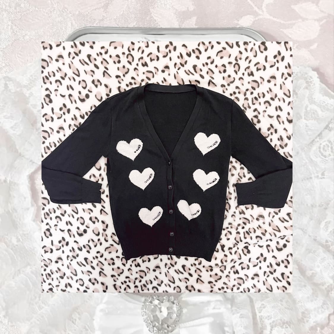 큐빅 포인트 갸루 하트 가디건 상품이미지1