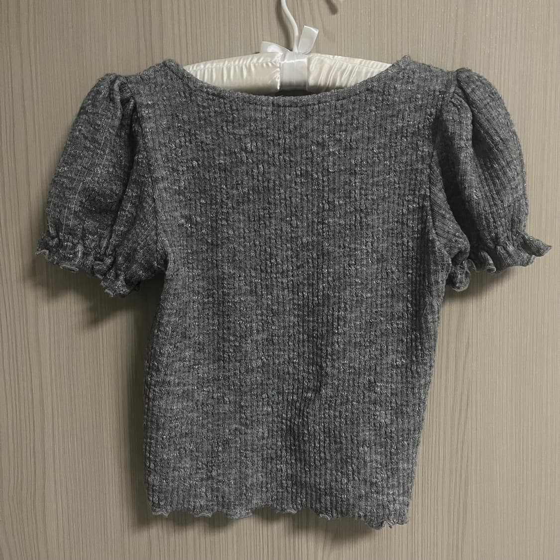 미니포에 퍼프 소매 반팔 니트 티셔츠 블라우스 상품이미지2