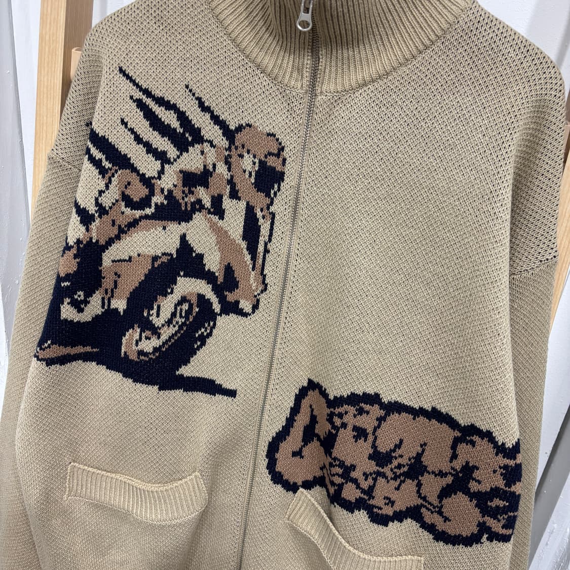 크리틱 패턴 투웨이 니트 집업 상품이미지3