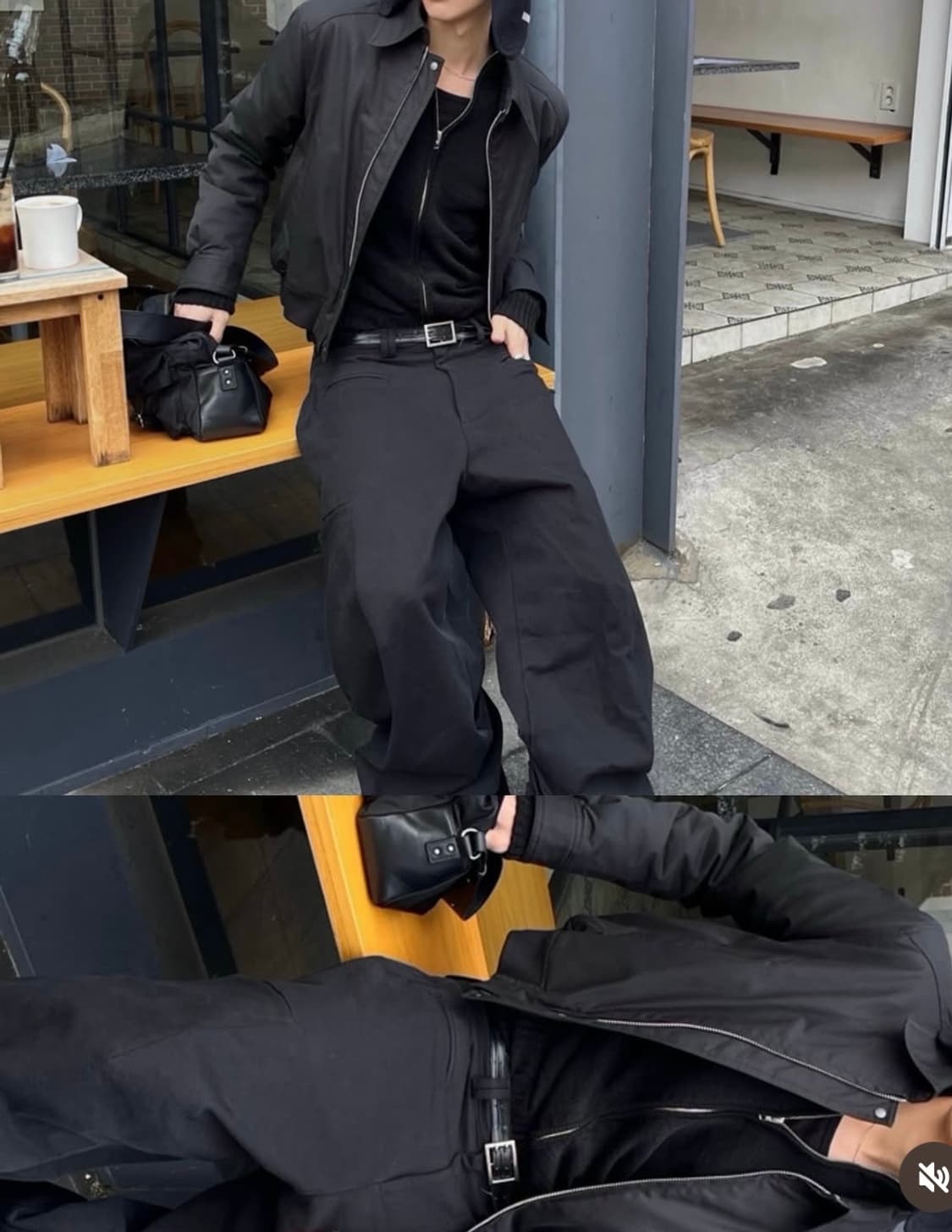 HALEINE 알렌느 블랙 새틴 블루종 1사이즈 상품이미지3