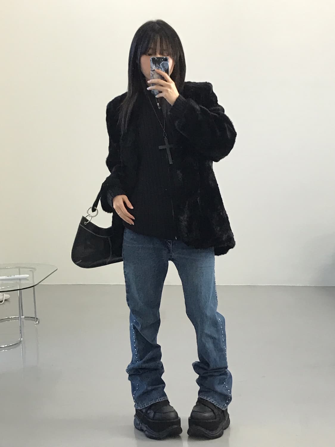 Jpn Black Eco Fur Jacket 상품이미지2