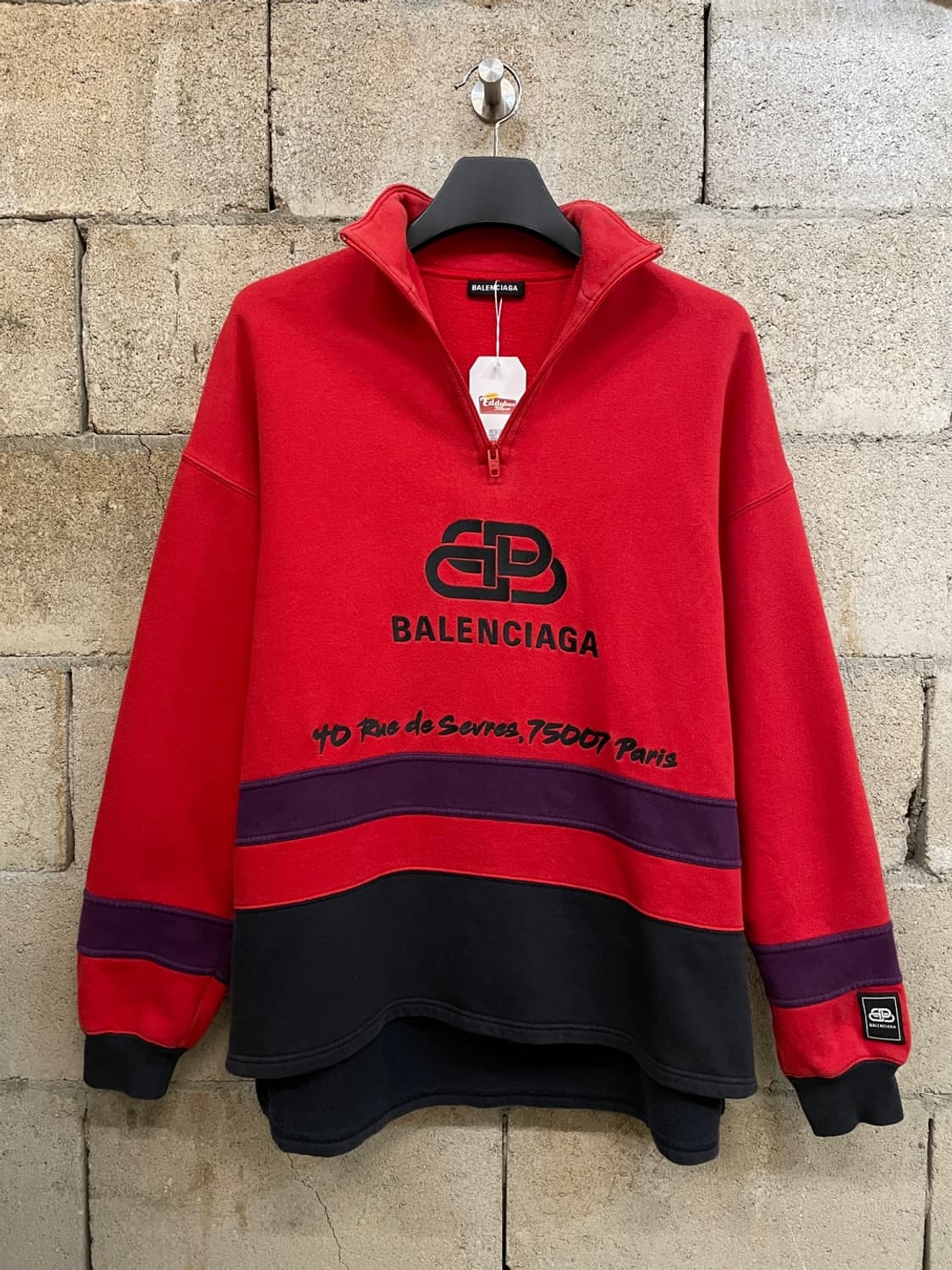 발렌시아가 BB 로고 반집업 맨투맨 상품이미지1