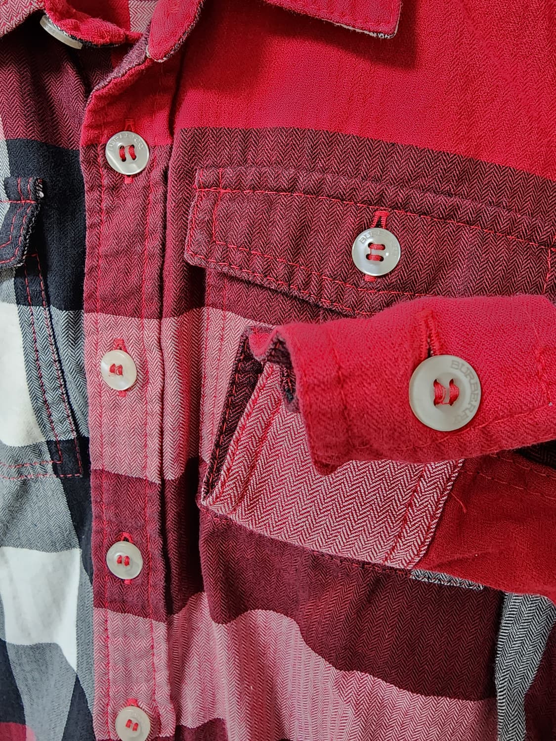 버버리 키즈 레드 체크 긴팔셔츠 상품이미지7