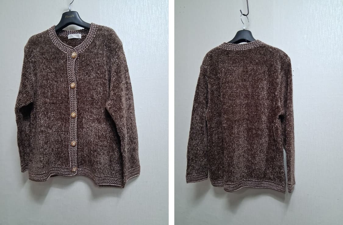 일본수입빈티지 QUEEN MARTHA 벨벳트위드니트가디건 은사반짝이 77 상품이미지3