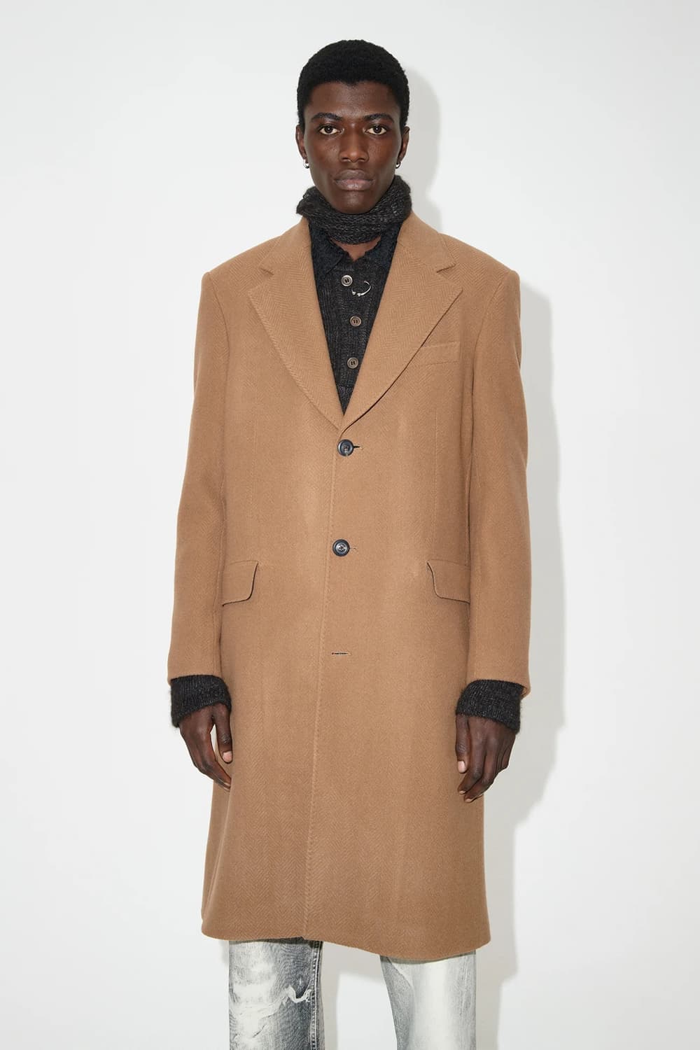 아워레가시 돌핀 코트 카멜 슬라일리 헤링본 52사이즈 상품이미지1