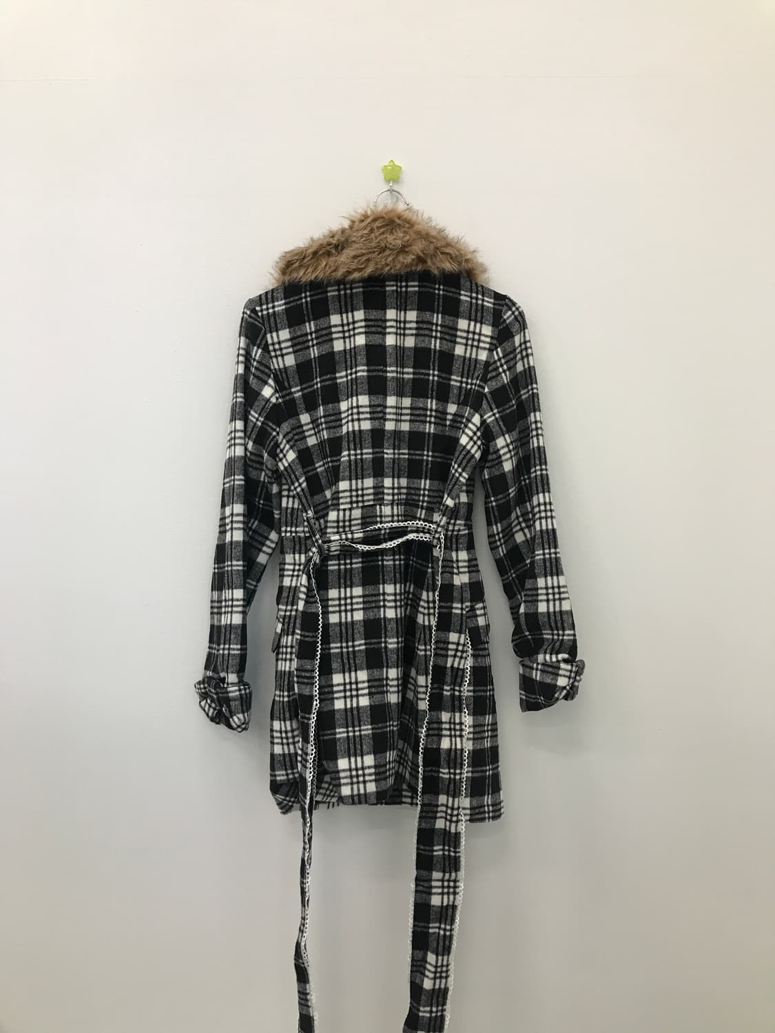 Jpn Onee-Gyaru Check Fur Collar Coat 상품이미지4