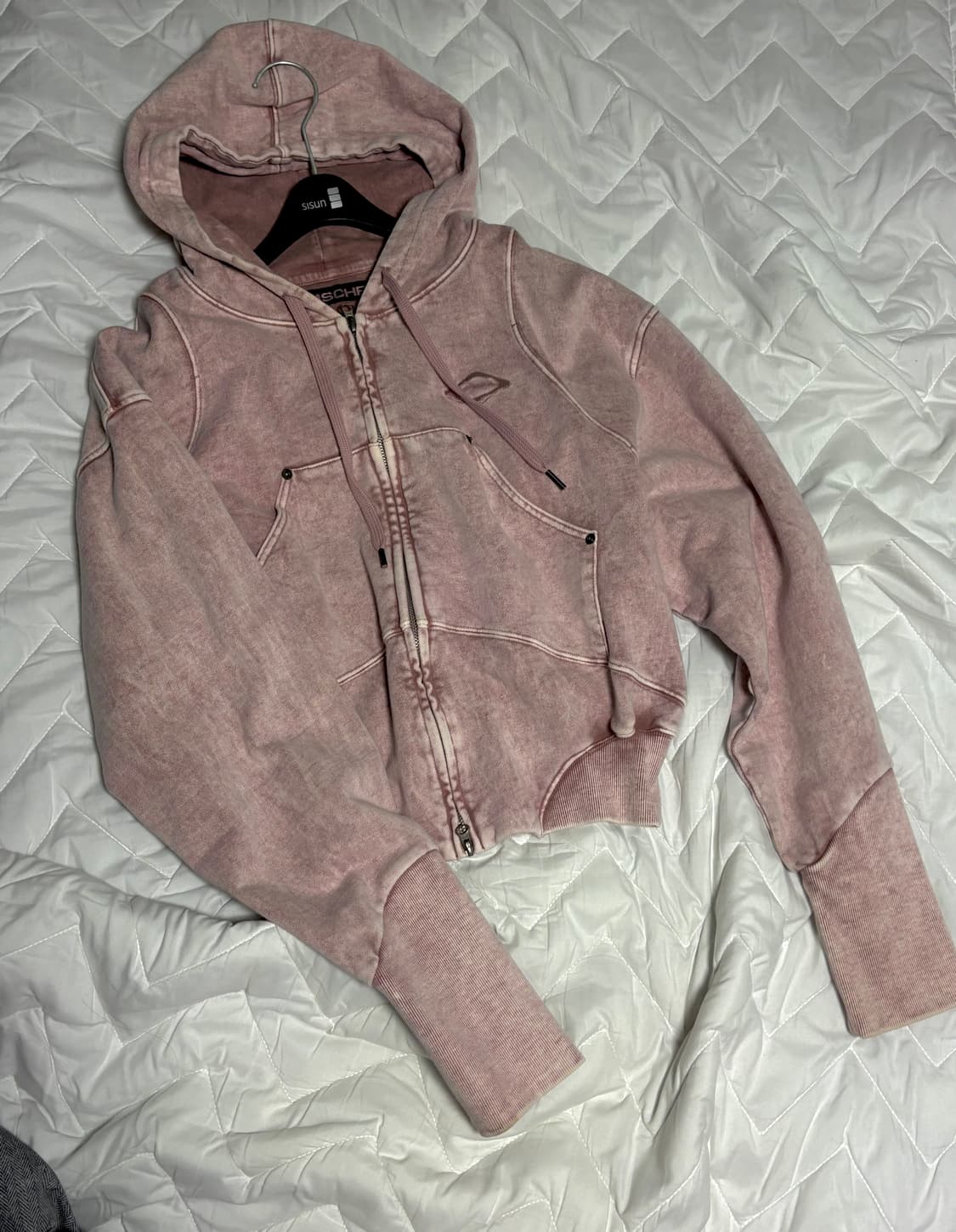 미스치프 벌룬 후드 워시드 핑크 브라운 S 상품이미지2