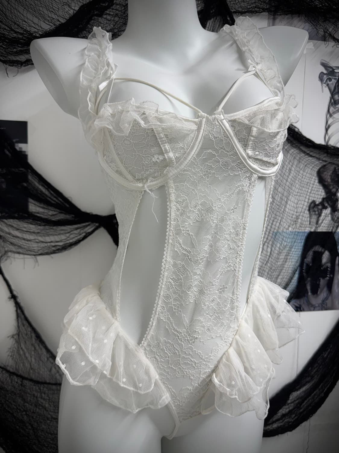 Lace ruffle white lingerie 상품이미지2