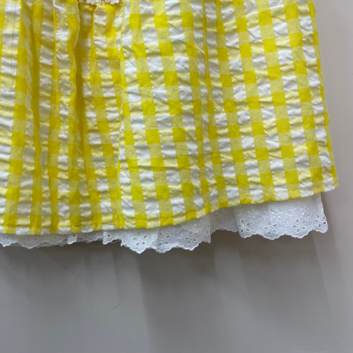 사와코 무드 옐로 깅엄 데이지 레이스 스커트 🏠 상품이미지3