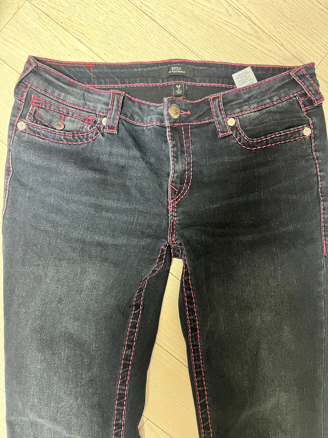 트루릴리젼 핑크스티치 부츠컷 팬츠 갸루 y2k 상품이미지4