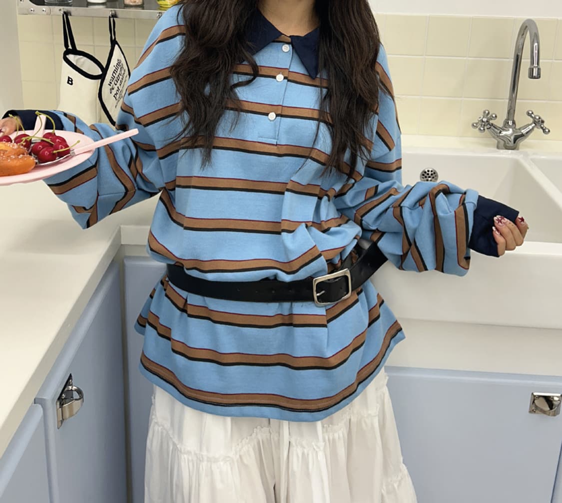 럭비 티셔츠 블루  상품이미지3