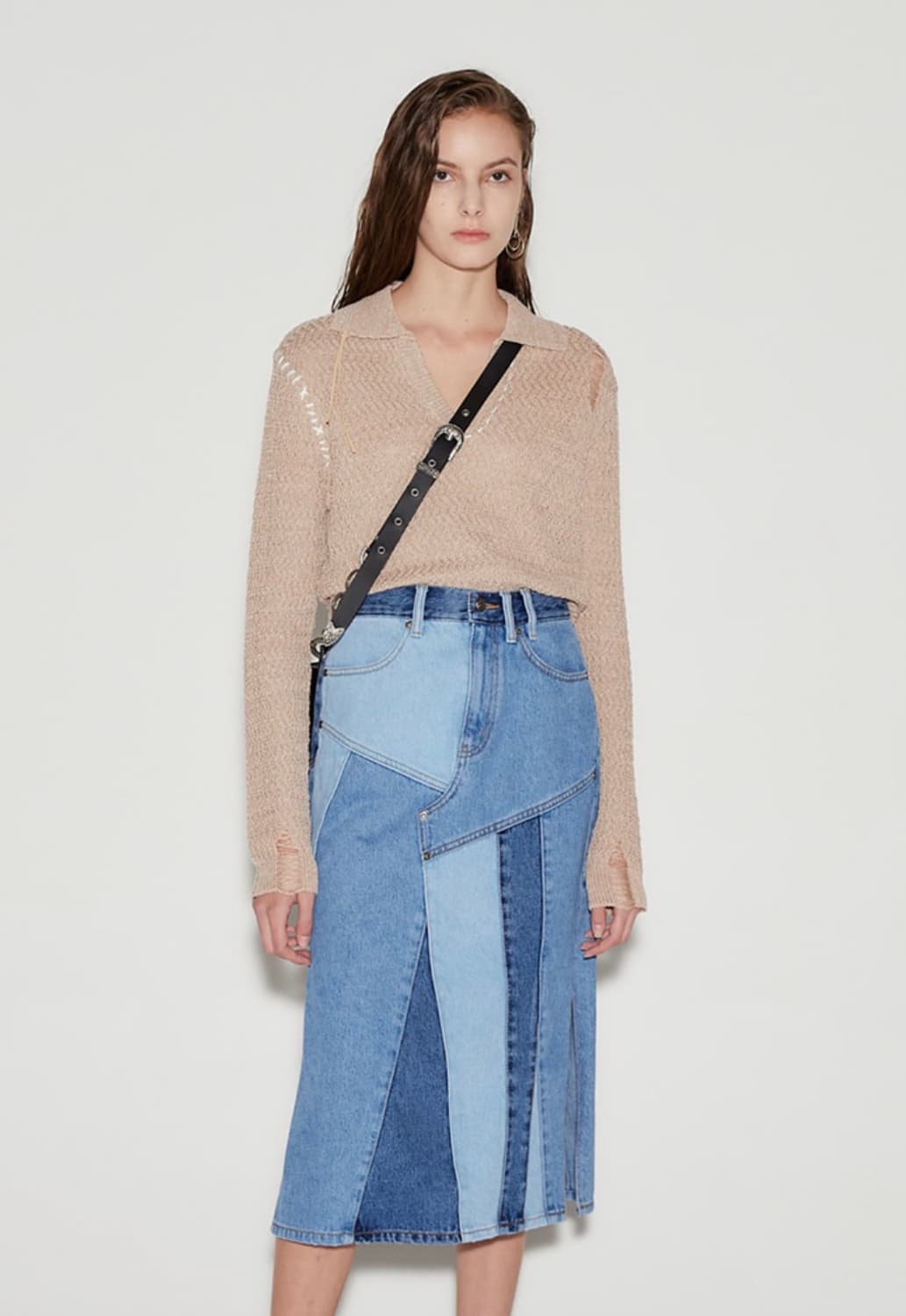 앤더슨벨 에리카 데미지 린넨 니트 상품이미지2