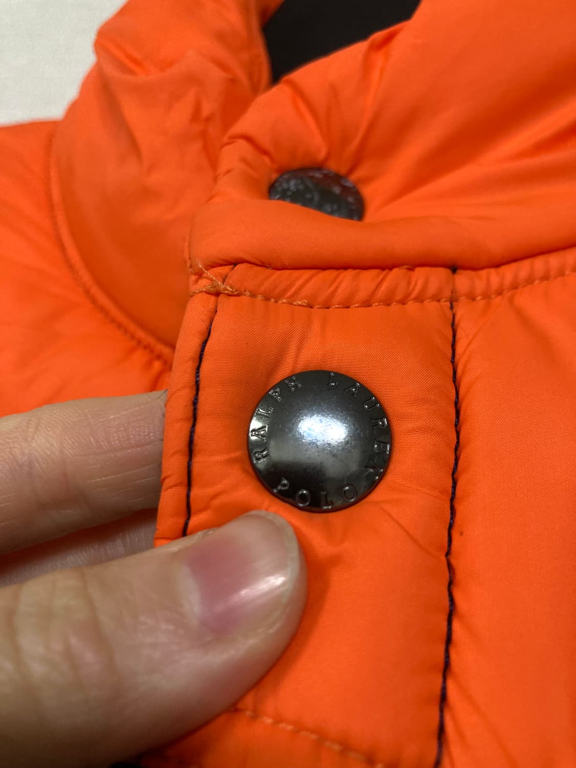 폴로랄프로렌 체크안감 배색 패딩조끼 베스트 _ 네이비/오렌지 상품이미지4