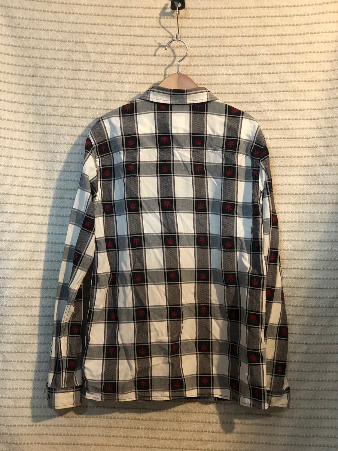 허프 블랙 화이트 체크 패턴 셔츠 L(100) 상품이미지2