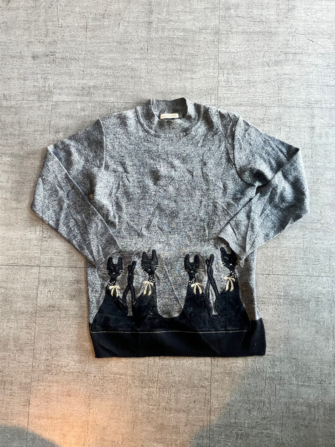 일본빈티지 Supaletiv 하구미모리걸 할메카지 고양이캣 니트스웨터 상품이미지1