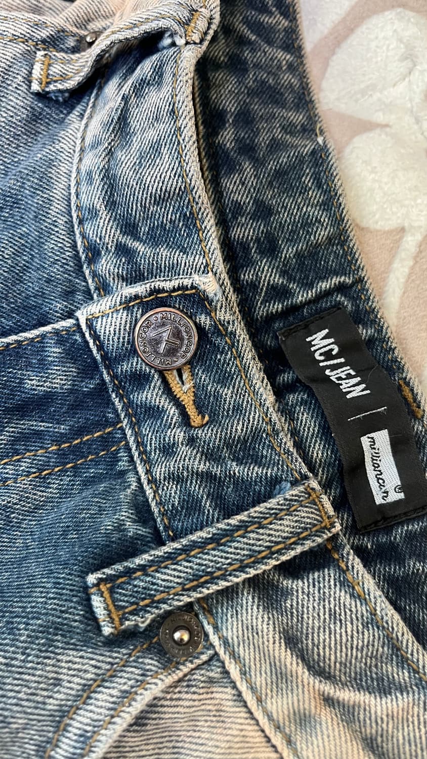 밀리언코르 9581 유니섹스 딥 워시드 와이드 데님 빈티지 블루 상품이미지3