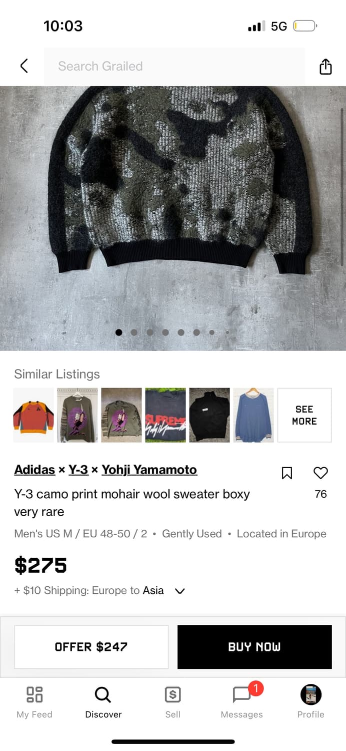 [정품/L] Y-3 카모 모헤어 스웨터 상품이미지6