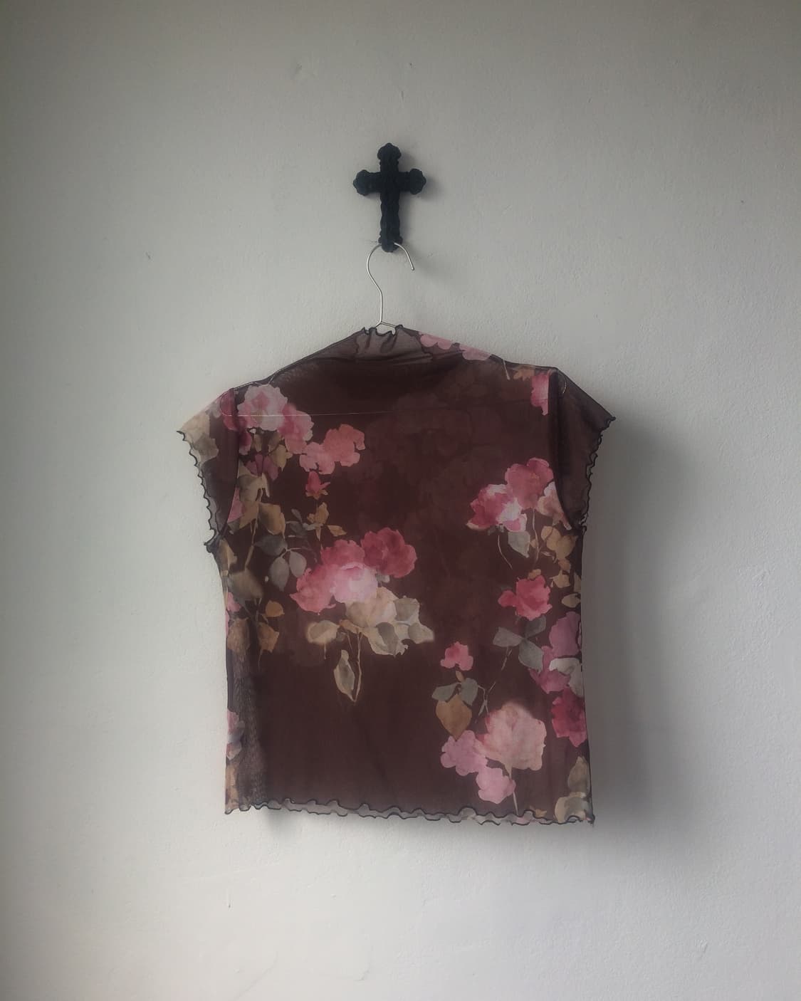 Flower pattern see through mesh top 상품이미지3