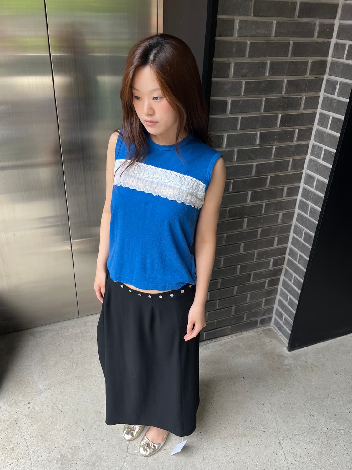 Comme des Garcons 꼼데가르송 레이스 탑 블루 상품이미지3