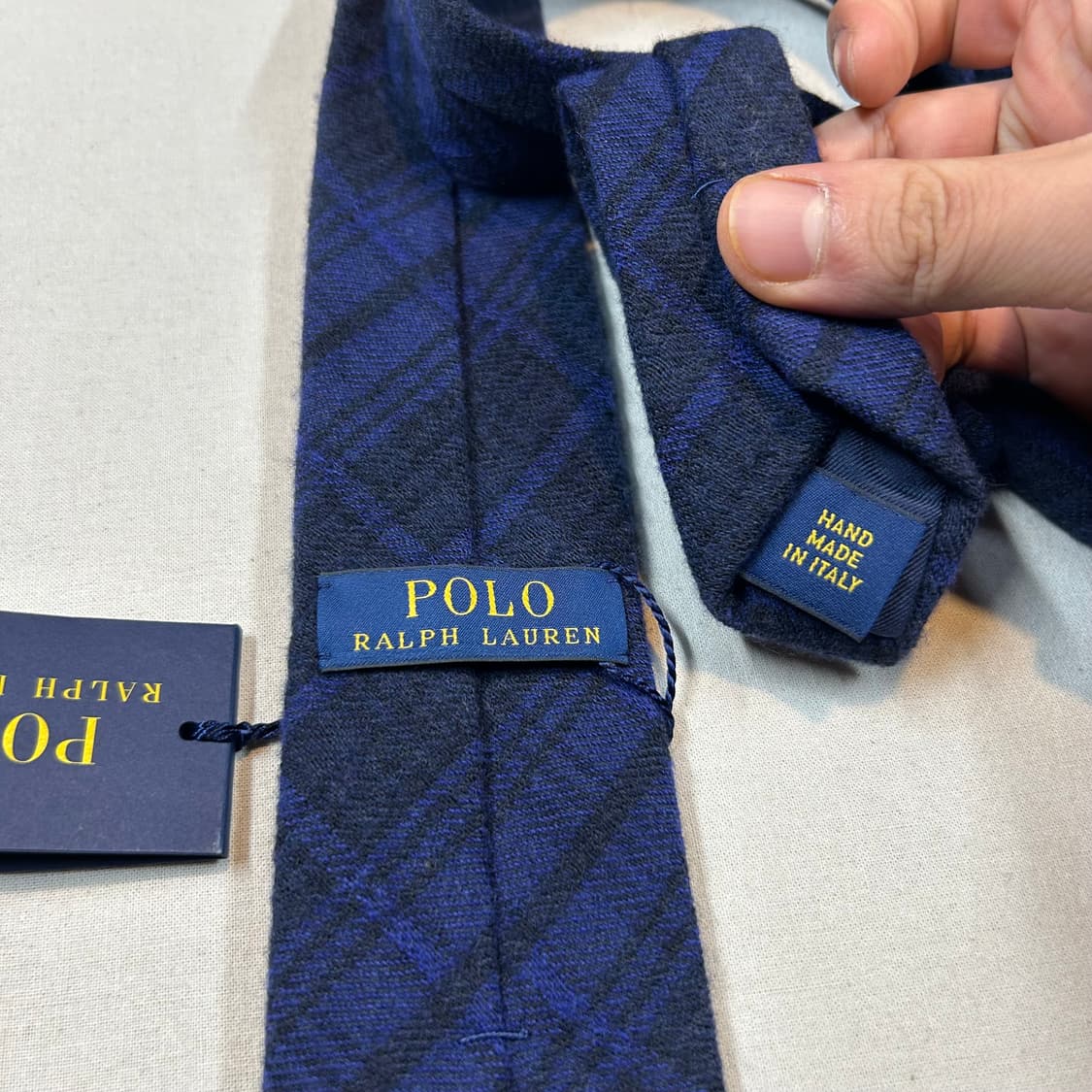 폴로 랄프로렌 울 네이비 체크 무늬 넥타이 상품이미지5