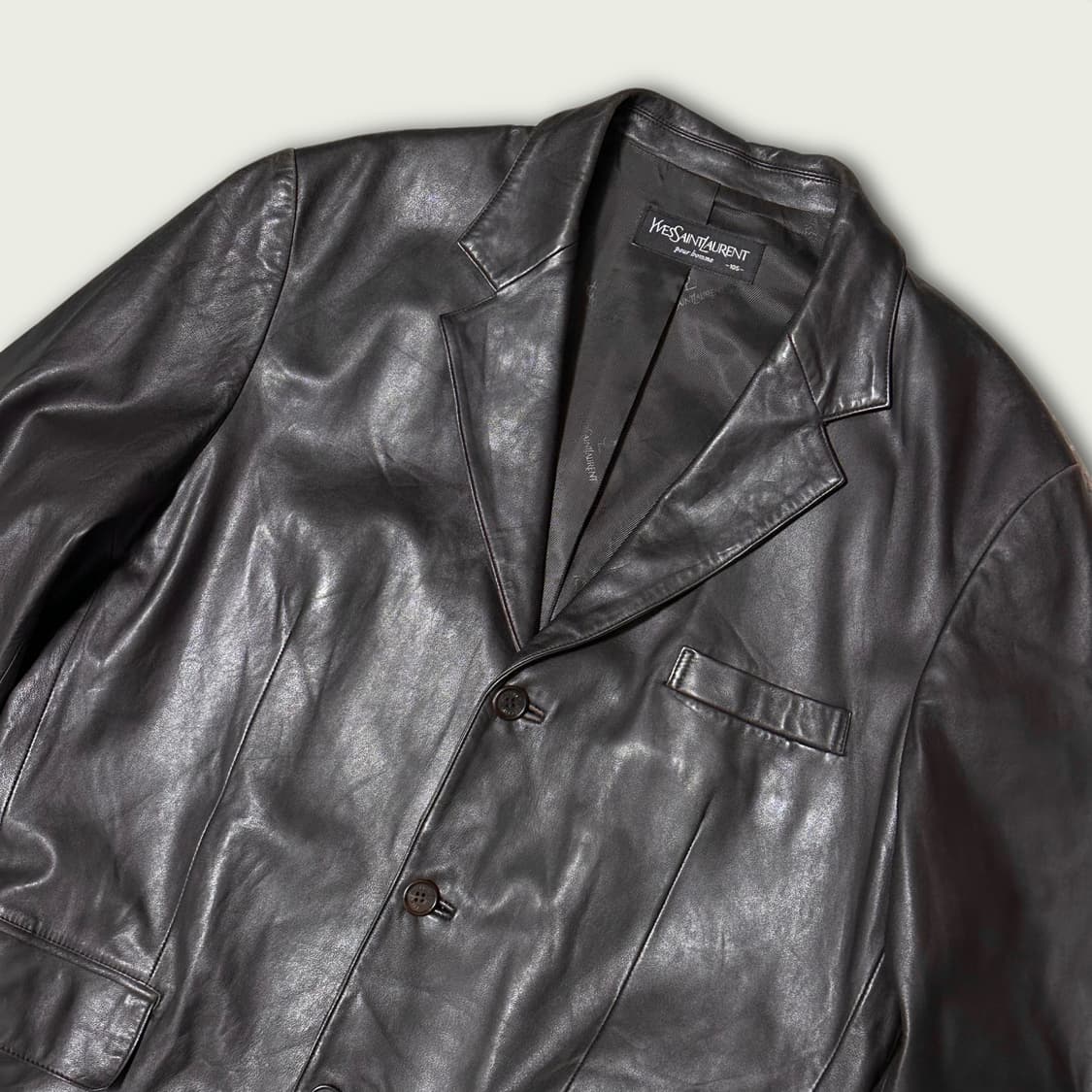 90's 입생로랑 레더 스포츠 자켓 상품이미지2