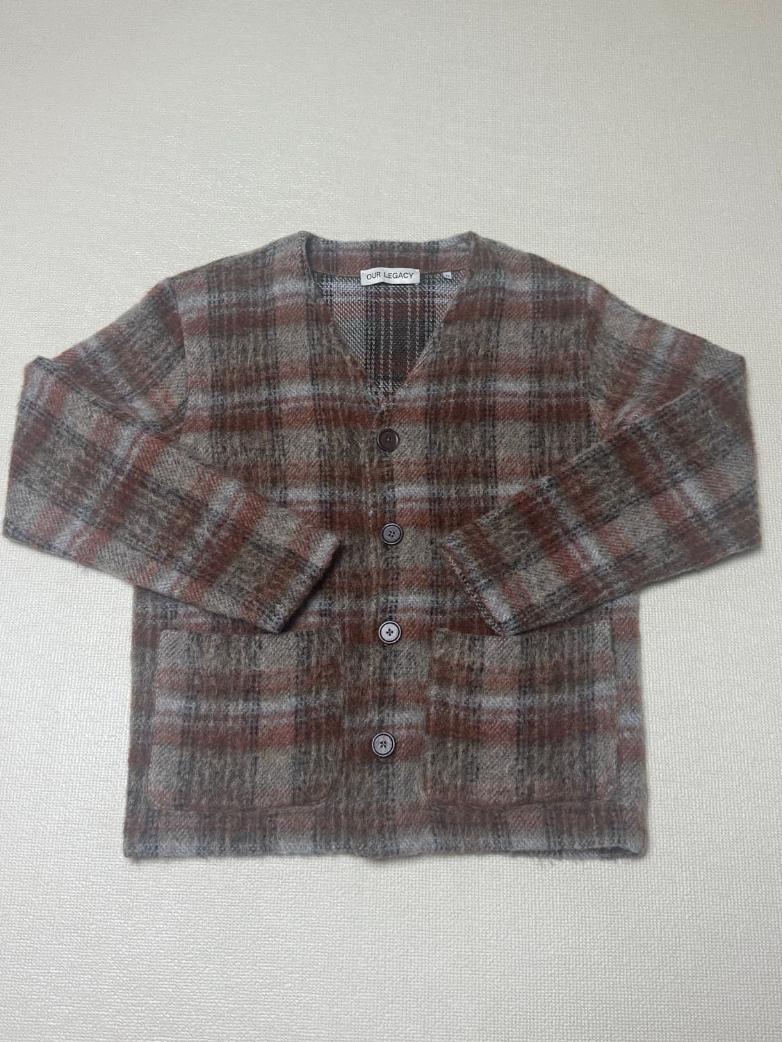 (44) 아워레가시 모헤어 체크 가디건 상품이미지1