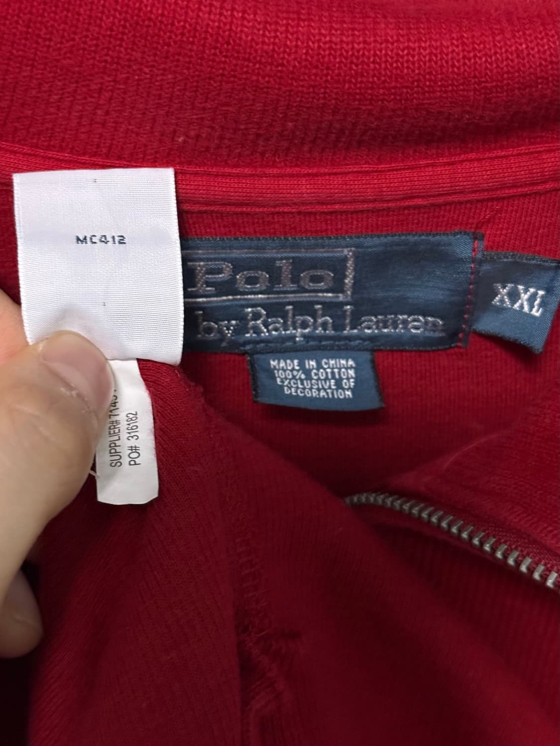 폴로 랄프로렌 레드 빨강 반집업 니트 2XL XXL 110 큰옷 긴팔 상품이미지6