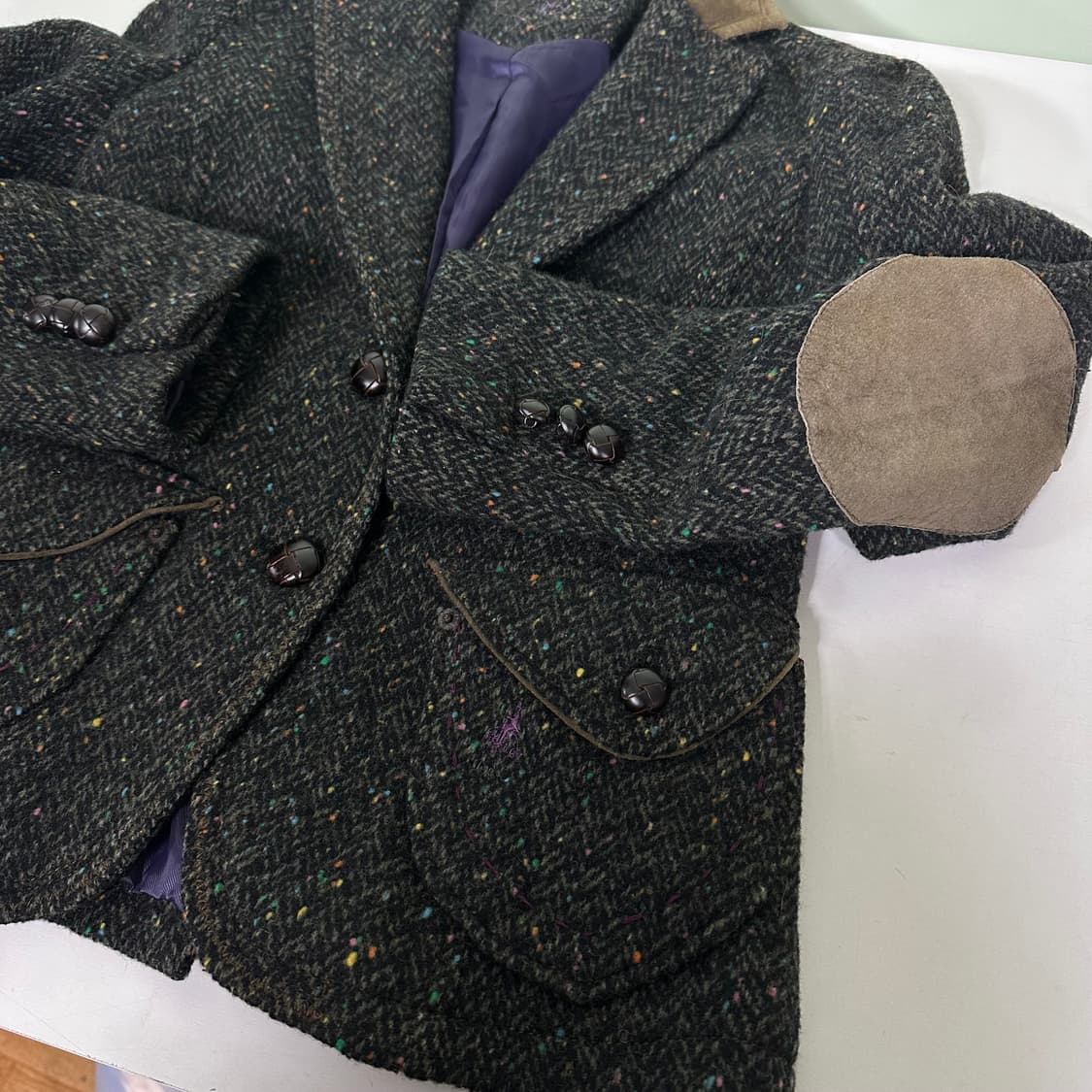 우먼M 빈폴레이디스 나염 스웨이드배색 암패치 하운드투스체크 블레이져 상품이미지1