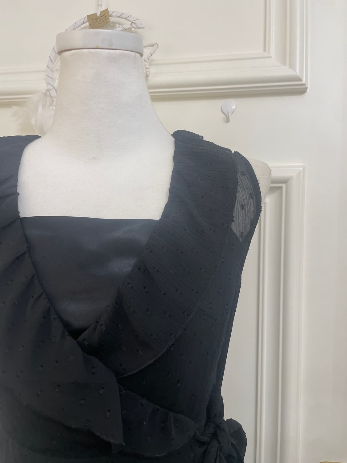 black ruffle bow dot lace opc(size-2) 상품이미지6