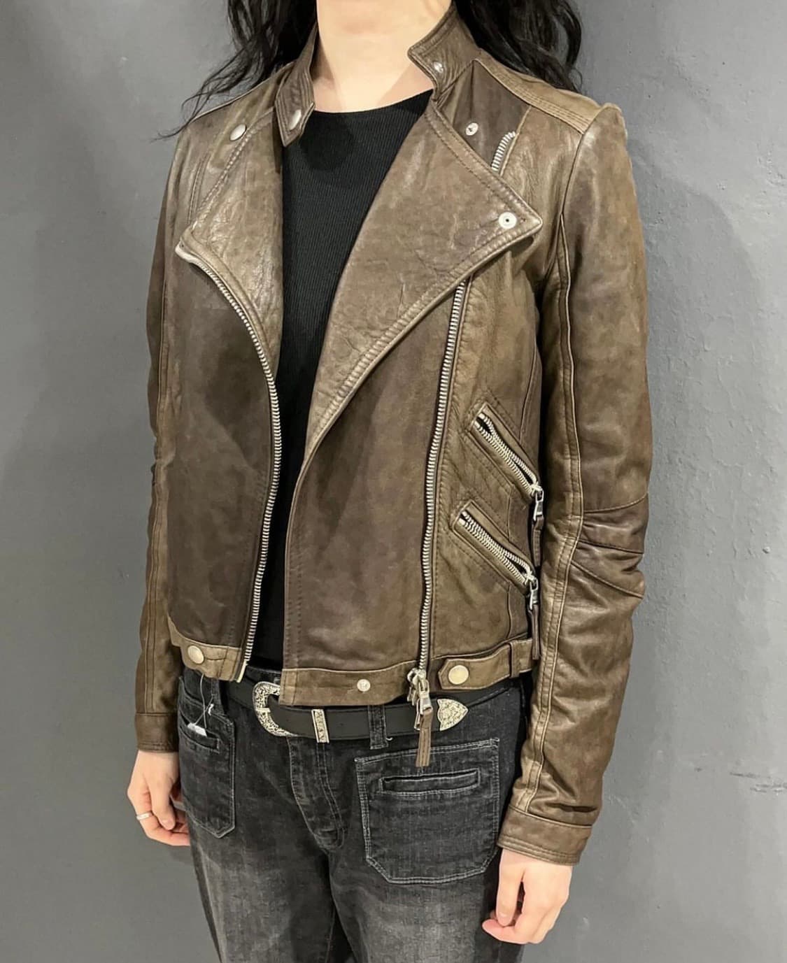 Dacute 쉽 스킨 4-zip 더블 라이더 재킷 상품이미지1