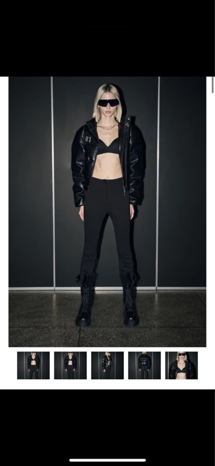 보헤미안서울 메탈 로고 레더 덕다운 숏패딩 상품이미지6