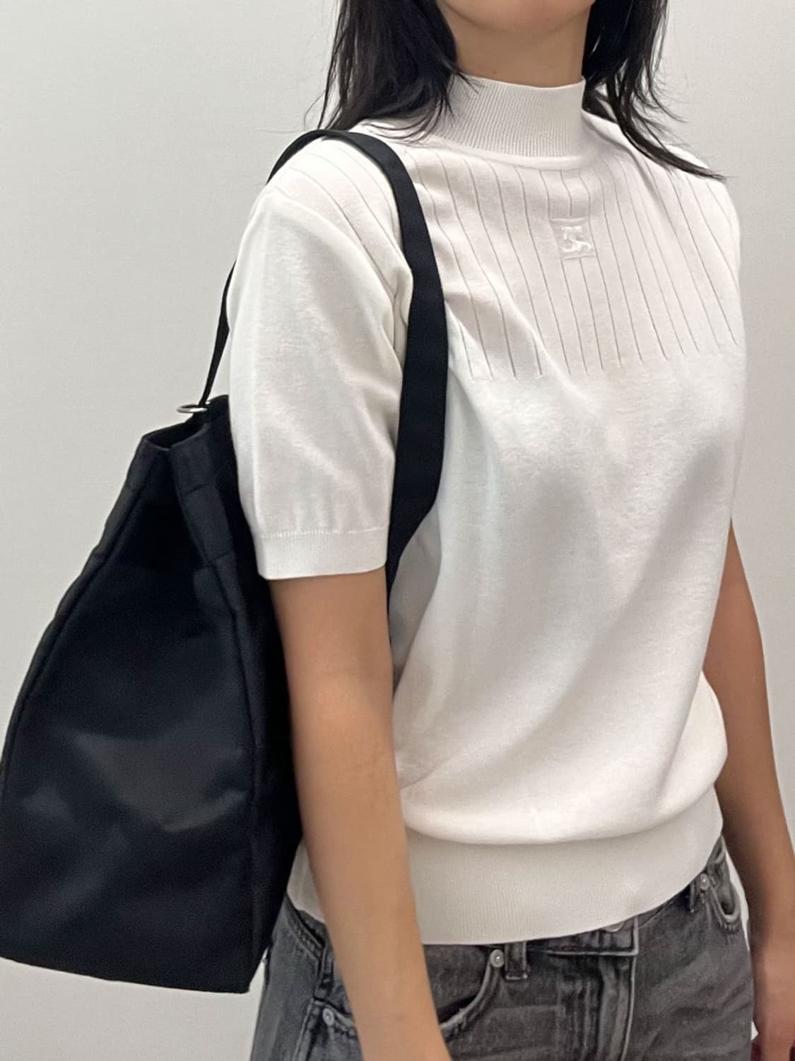 courreges / 꾸레쥬  화이트 로고 반팔 니트     상품이미지8