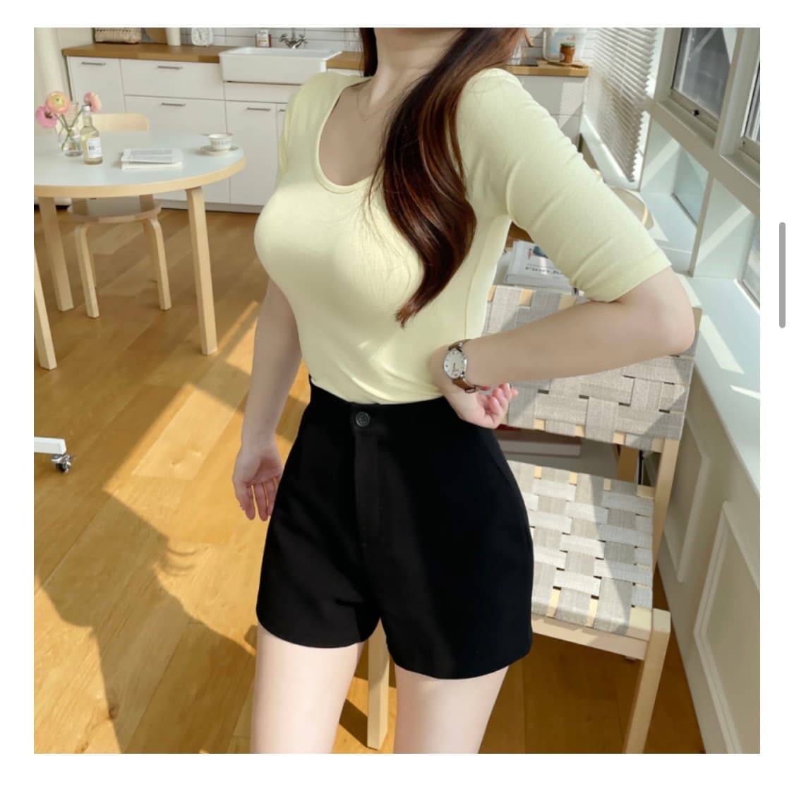 유니콩 자체제작 하이웨스트 반바지 S 상품이미지4