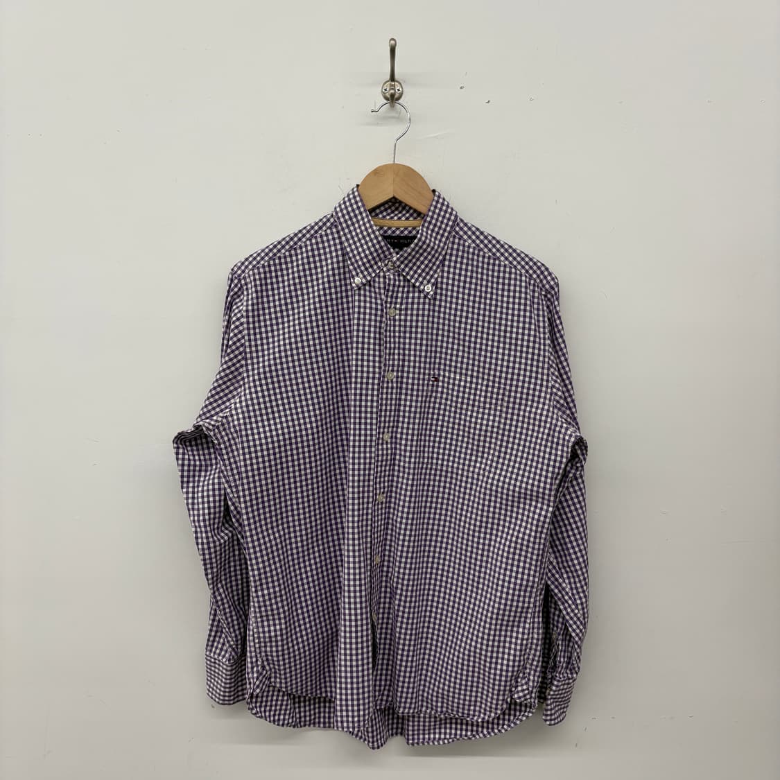 타미힐피거 깅엄체크 셔츠 남방 남성M 상품이미지1