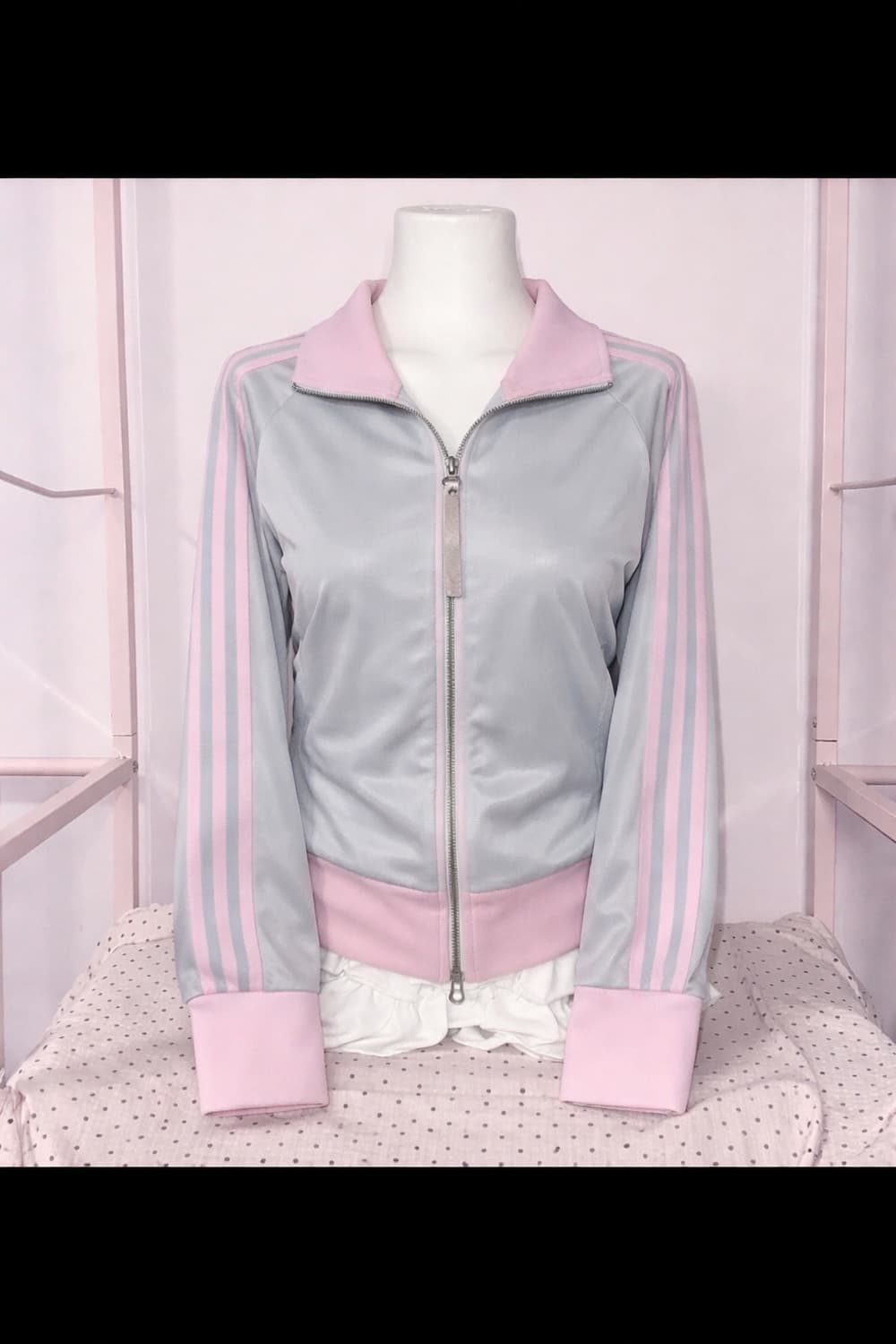 이코빈티지 아디다스 대대장급 핑크 그레이 회핑 트랙탑 L 상품이미지1