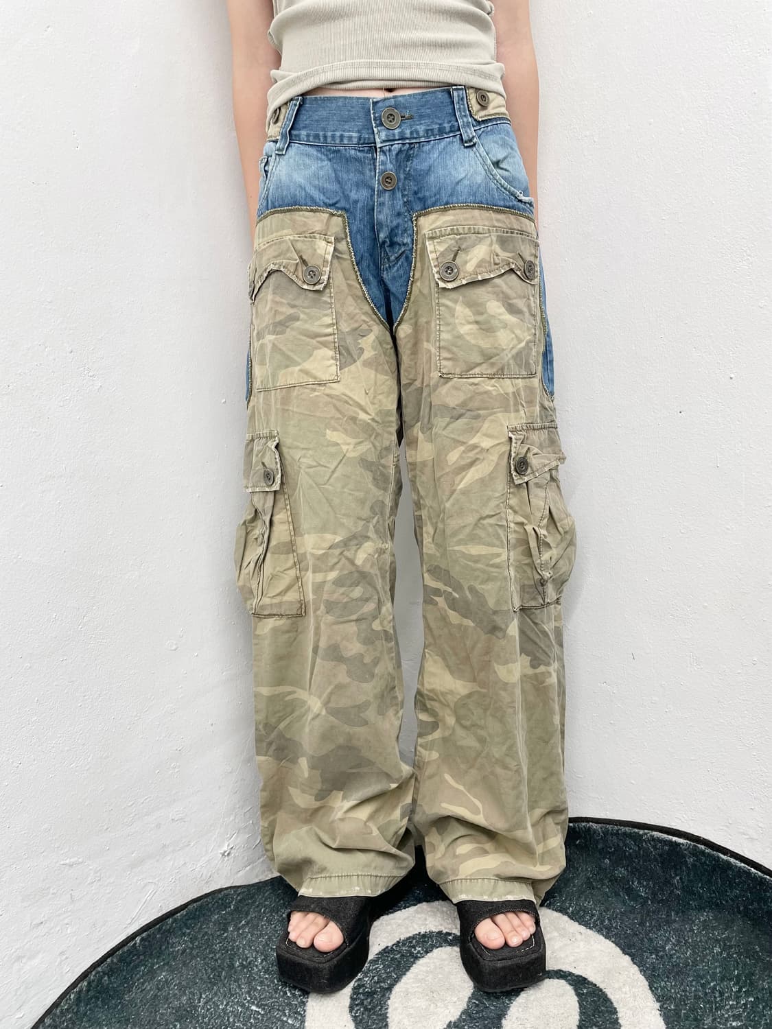 데님 카모 그런지 포켓 카고팬츠  상품이미지1