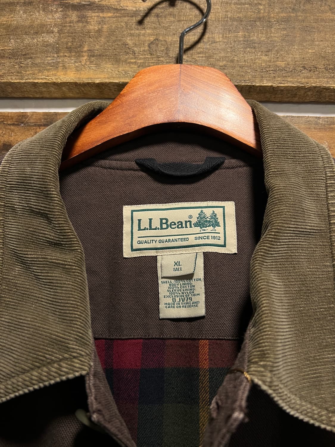 [XL]엘엘빈 USA 체크 라이닝 다크브라운 캔버스 헌팅 자켓 상품이미지2