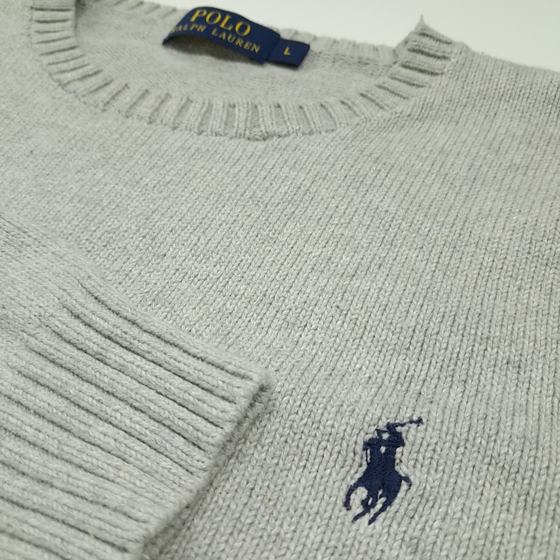 CK004 L 폴로 00s 크루넥 라이트그레이 니트 스웨터 상품이미지4