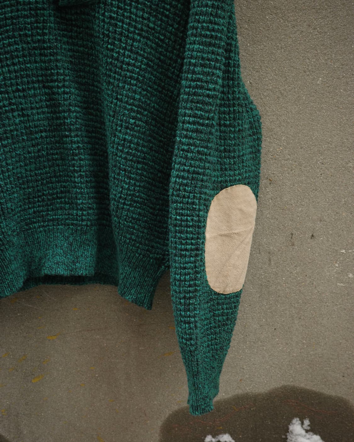 90‘s Van Heusen 엘보 레더패치 숄카라 니트 상품이미지3