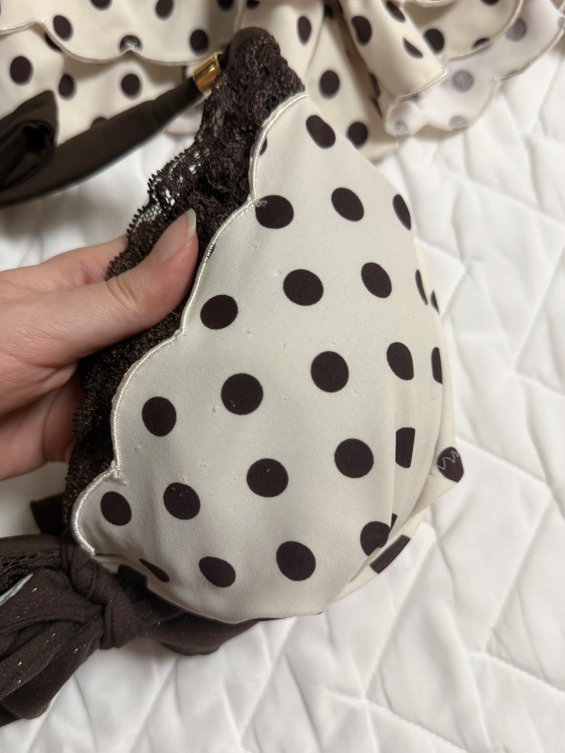 브라운 도트 비키니 빈티지 라떼갸루 히메오네 리즈리사 수영복 상품이미지3