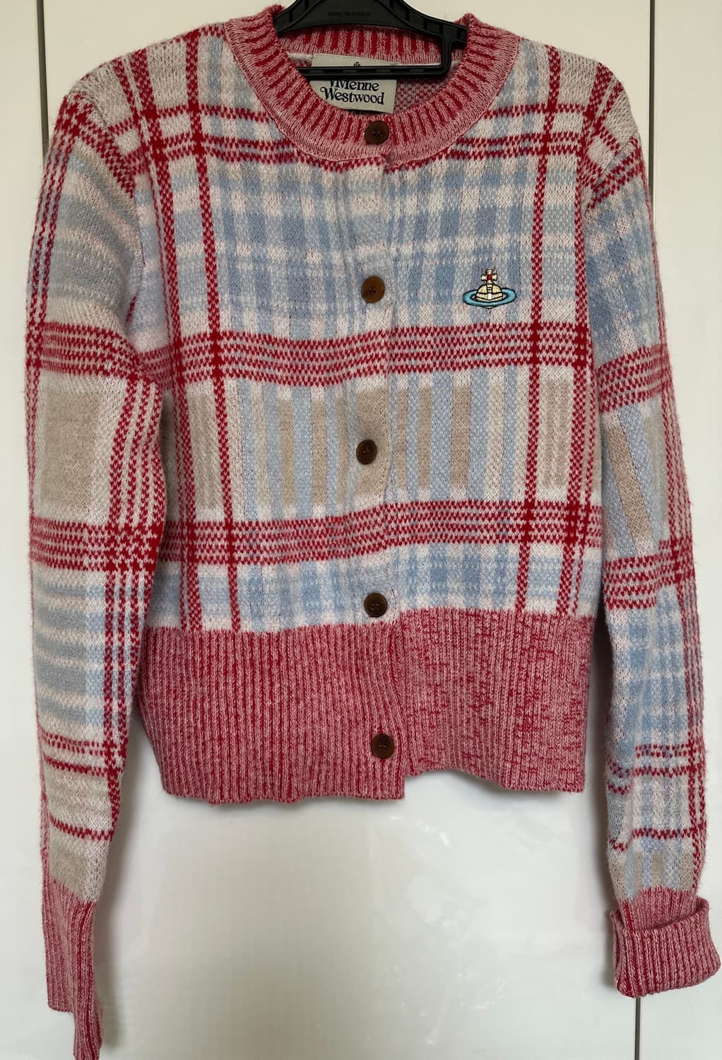 비비안웨스트우드 마드라스 체크 메리노울양모가디건 유일매물 상품이미지7