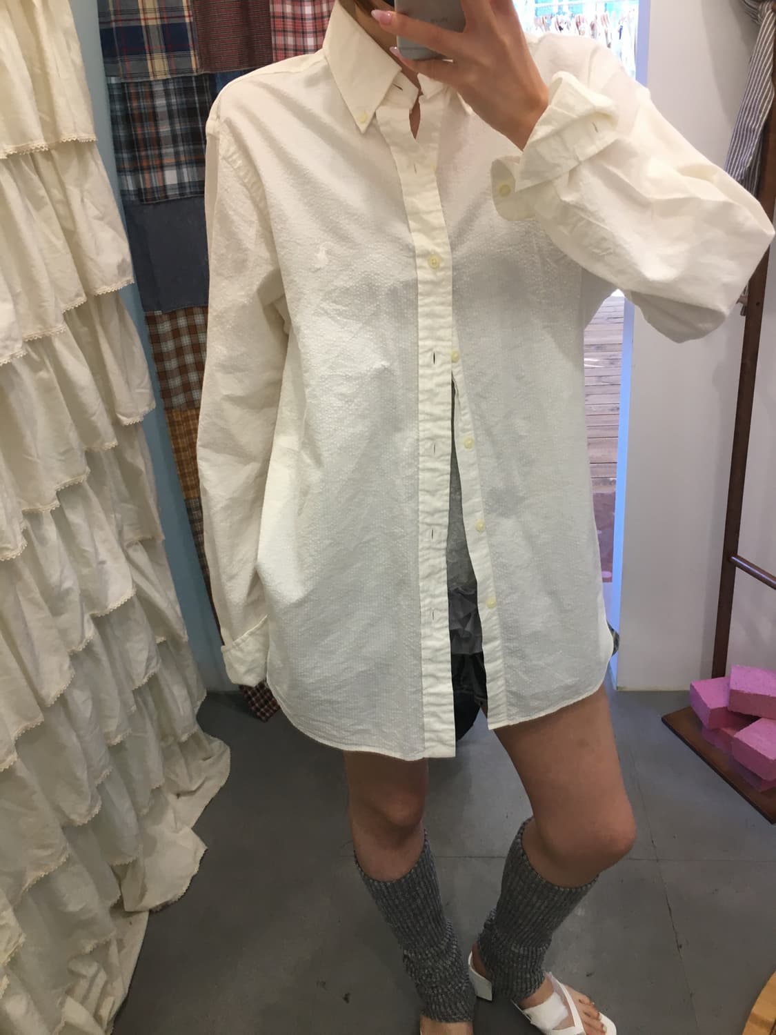 폴로 크림 시어서커 셔츠 상품이미지4