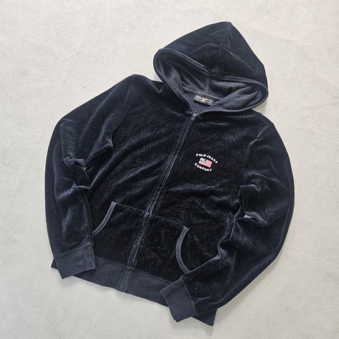 S 폴로랄프로렌 여성 블랙 벨벳 후드집업 0401Y 상품이미지1