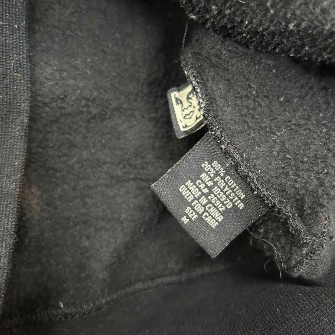 Obey 오베이 아치로고 블랙 스웻 후드집업 희귀져지(M) 상품이미지5