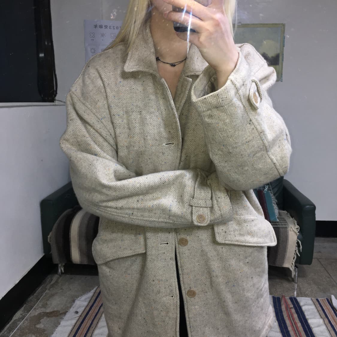 투티/0338 FENCE BUSTER JPN 빈티지 코트 화이트 베이지 상품이미지1