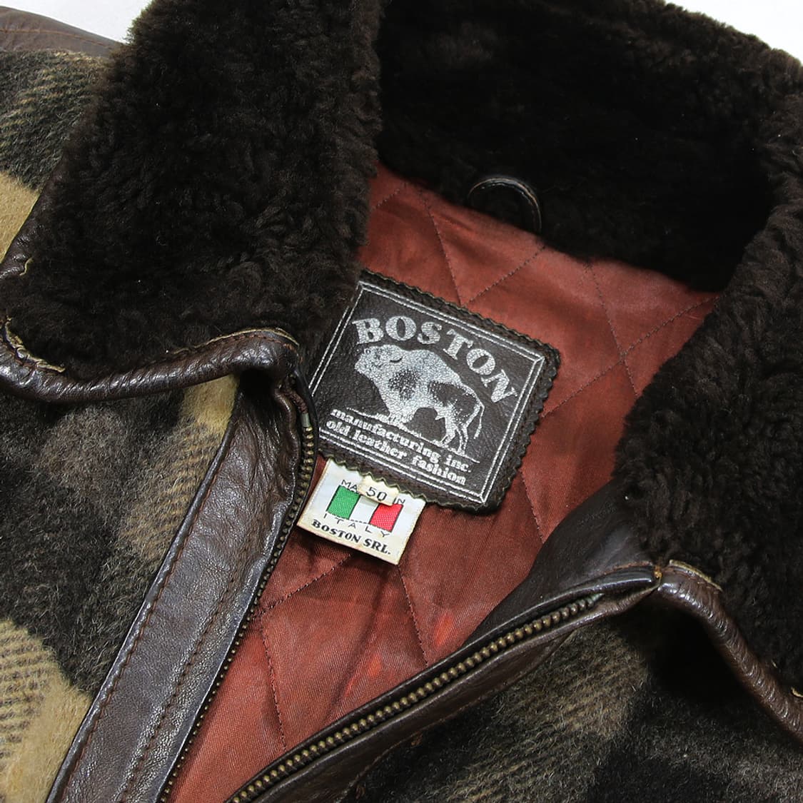 (착용컷) BOSTON 플란넬 체크 레더 자켓 (남성용 103) 상품이미지4