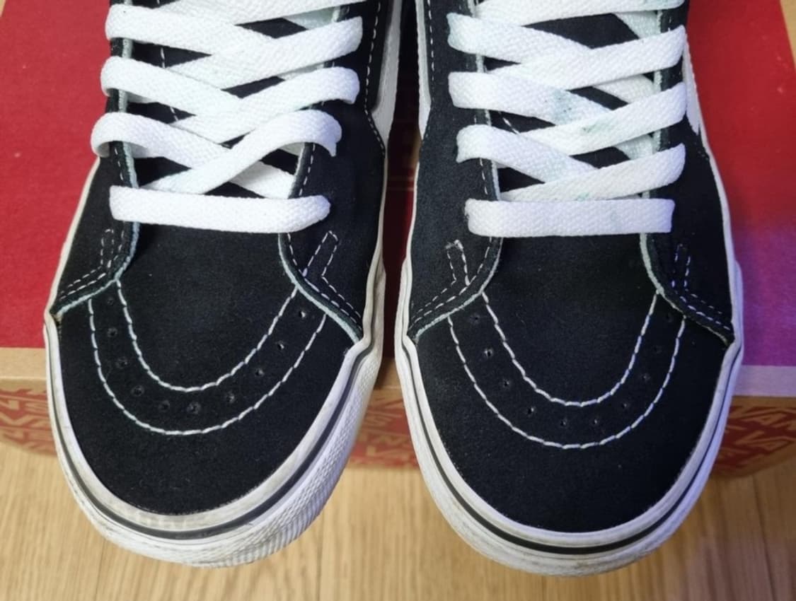 VANS 반스 블랙 화이트 하이탑 스케이트보드 슈 상품이미지5