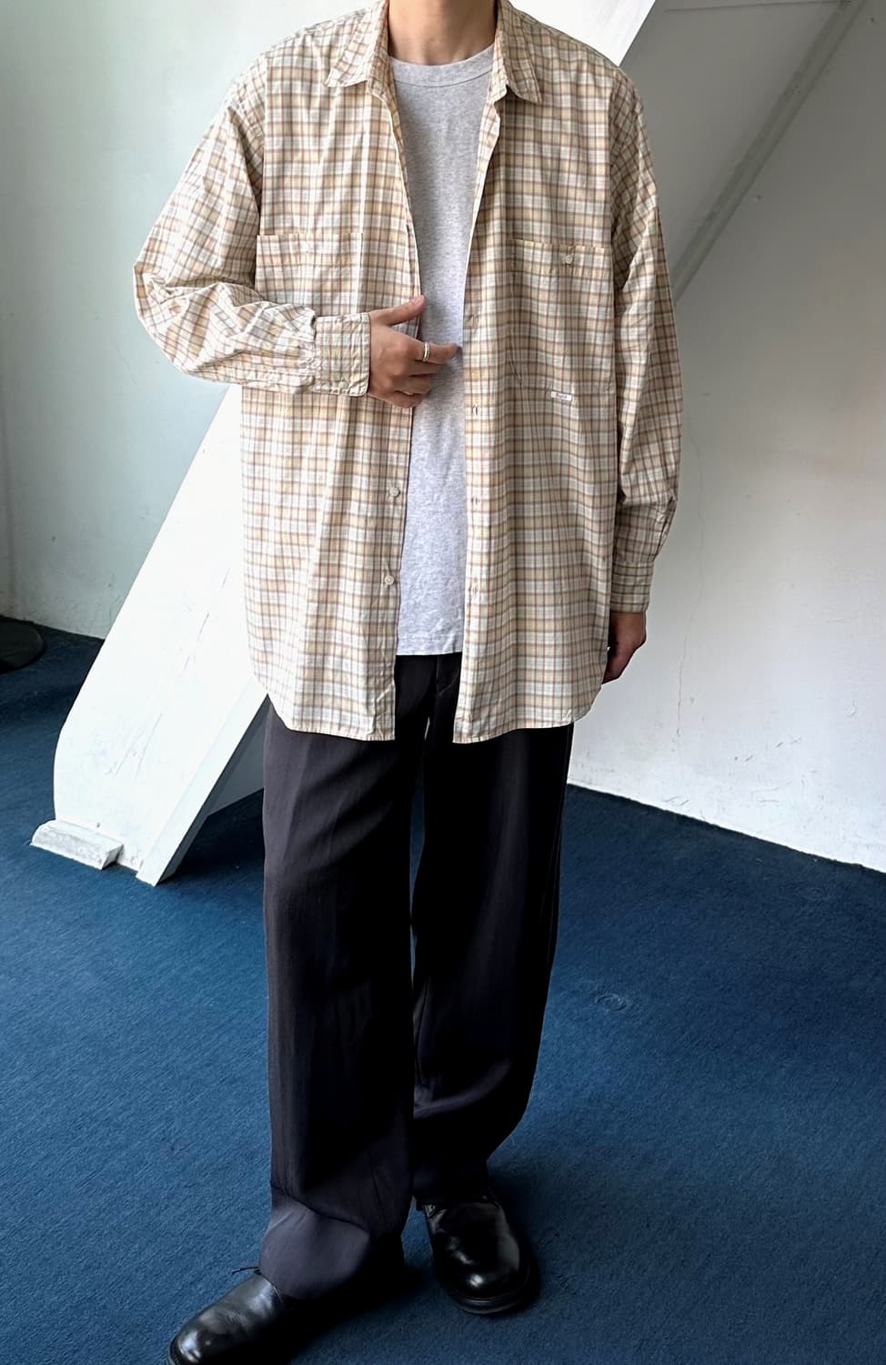 Light cotton big silhouette check shirt 상품이미지2