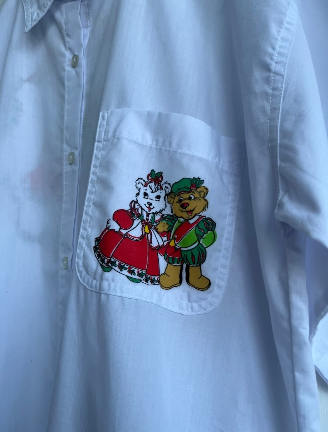 크리스마스 베어 프린팅 오버핏 반팔 셔츠 상품이미지3