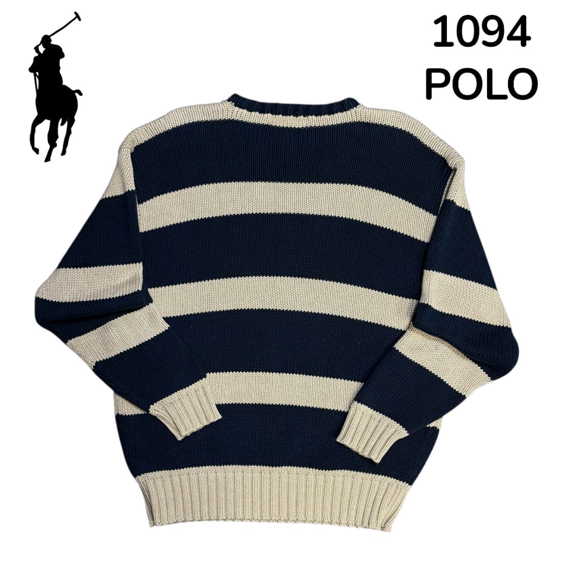 90s 폴로 랄프로렌 단가라 스트라이프 오버핏 니트 스웻셔츠 L 상품이미지3